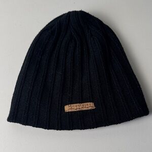 Mountains Black Fleece Ear Lined Beanie Winter Hat